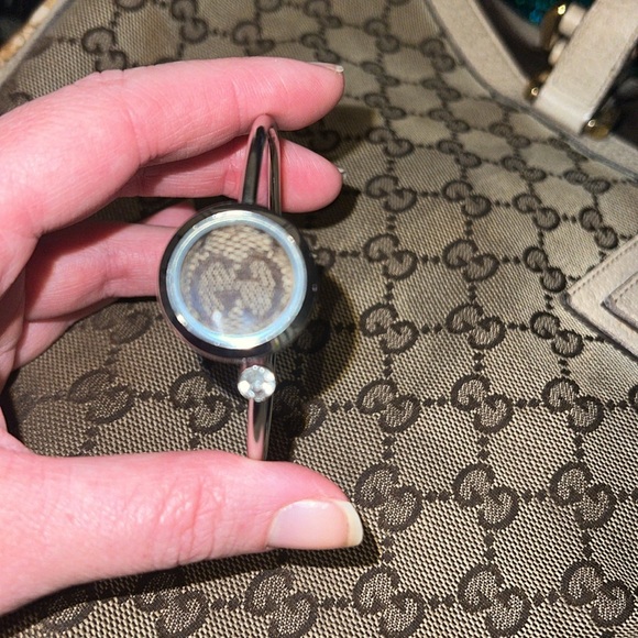 Authentic Gucci Upcycled Bracelet Round Bezel Shadow Box With Rhinestone - Picture 8 of 12